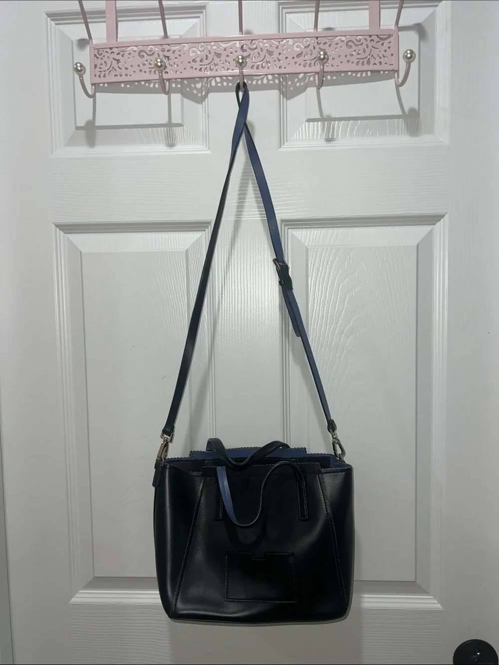 kate spade Black Leather Satchel with Blue Tag